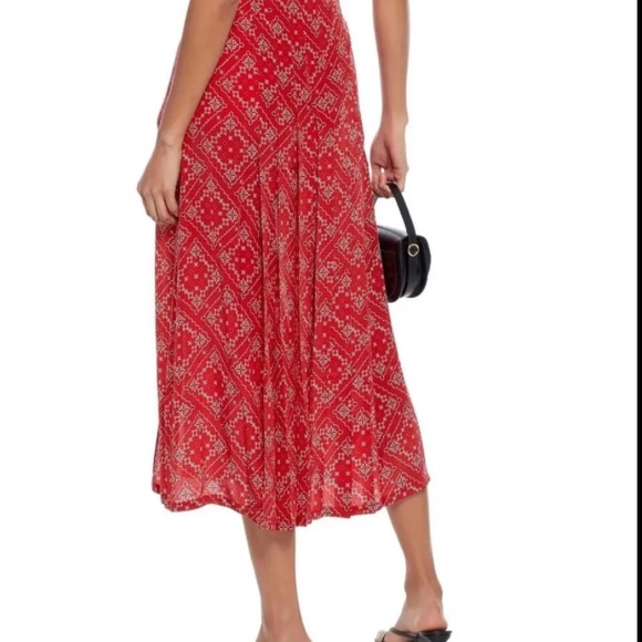 RIXO Georgia A Line Red Print Silk Midi Skirt - Picture 4 of 10